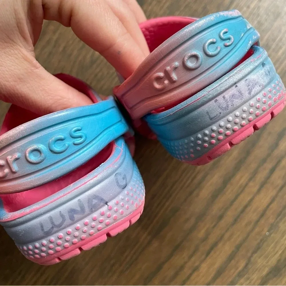 Classic Color Dip Clog Toddlers in Hyper Pink/Multi size 4